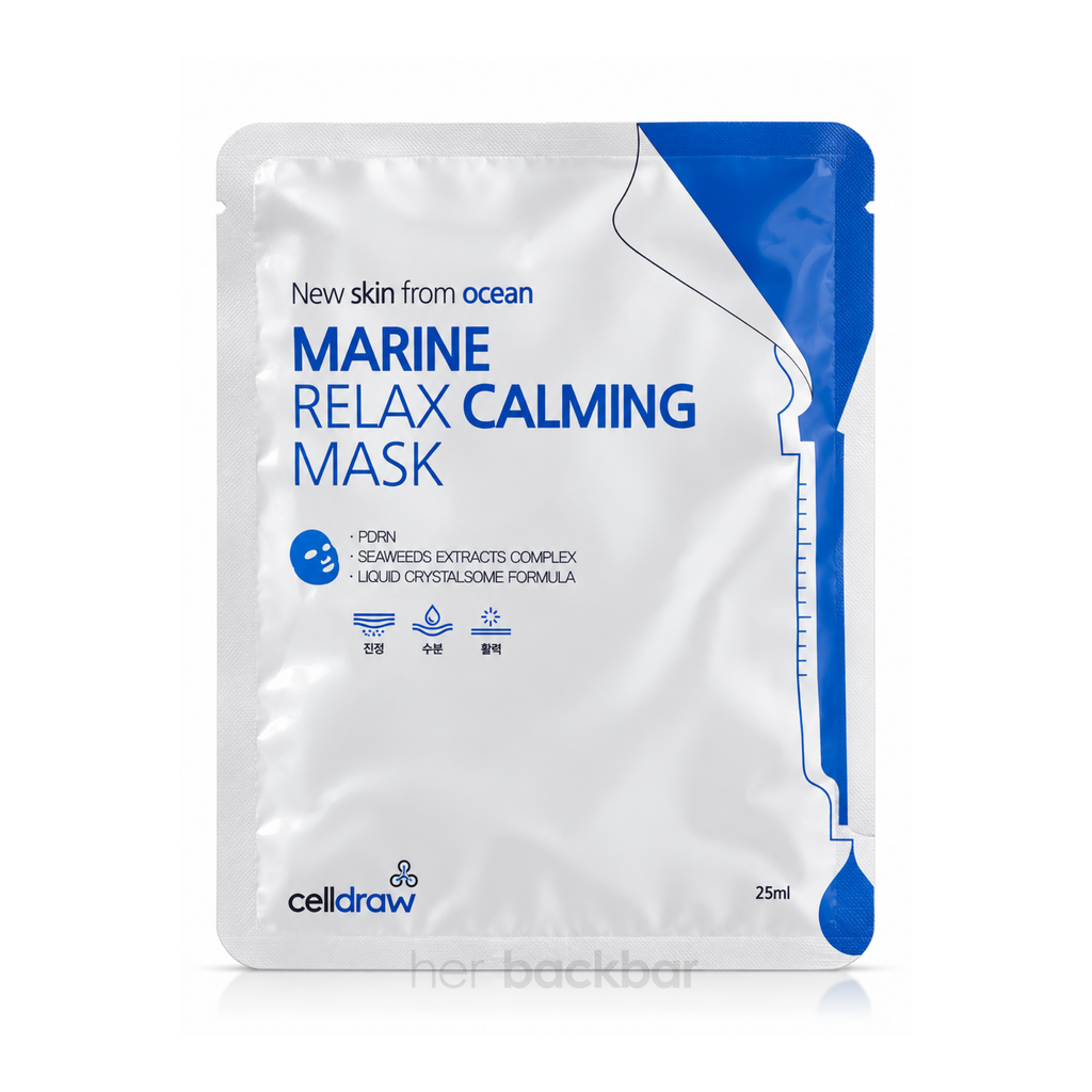 CellDraw Marine Calming PDRN Sheet Mask with seaweed extracts for soothing, hydrating and post-treatment skincare