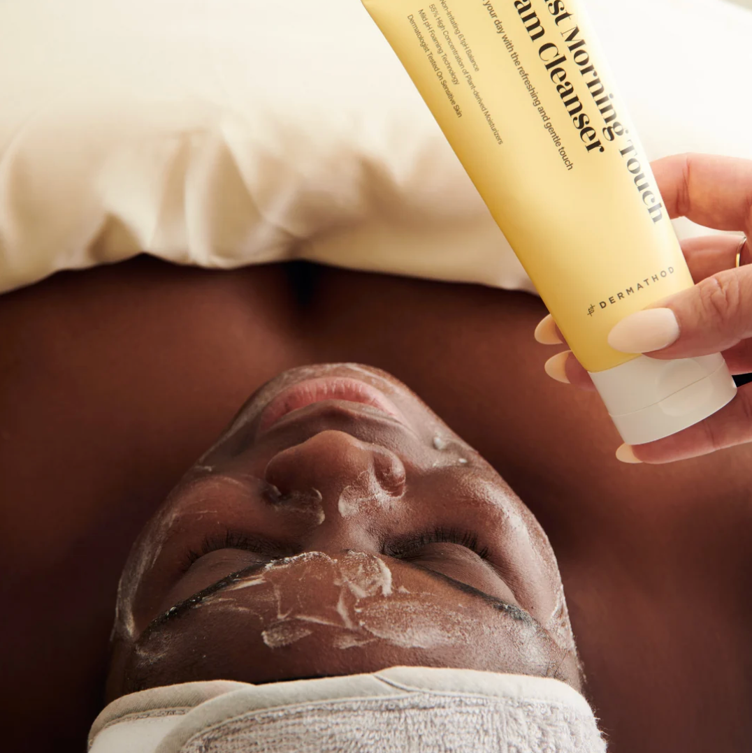 Dermathod Moist Morning Touch Foam Cleanser applied during a professional facial treatment