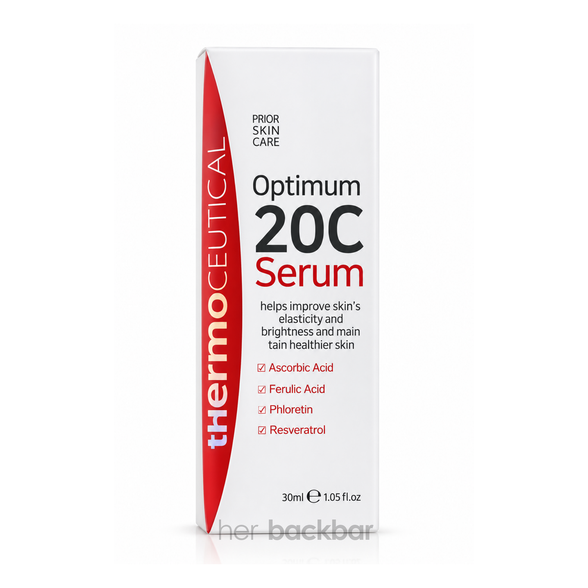 Thermoceutical Optimum 20C Serum packaging with vitamin C, ferulic acid, phloretin and resveratrol